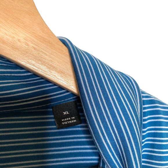 Dunning Golf Polo Shirt Blue / White Striped Men’s Size XL Logo - Picture 9 of 12